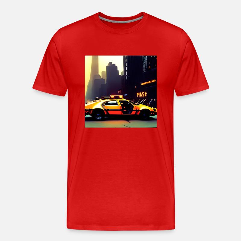 Cyberpunk Auto - Männer Premium Bio T-Shirt - Rot