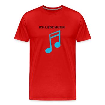 ICH LIEBE MUSIK! - Männer Premium Bio T-Shirt - Rot - Vorne - Damien (186cm)