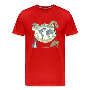 Map for Nature and Environment - Climate Protection (FFF) - Men's Premium Organic T-Shirt - red - Front - Damien (186cm)