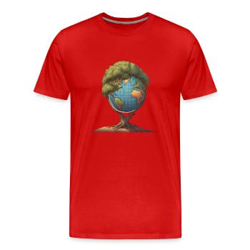 The Supporting Tree - Our World (Environmental Protection) - Men's Premium Organic T-Shirt - red - Front - Damien (186cm)