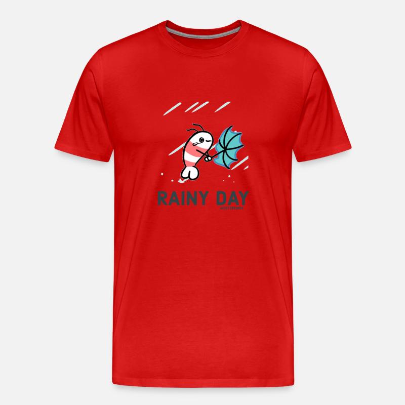 Rainy Day Fish - Männer Premium Bio T-Shirt - Rot