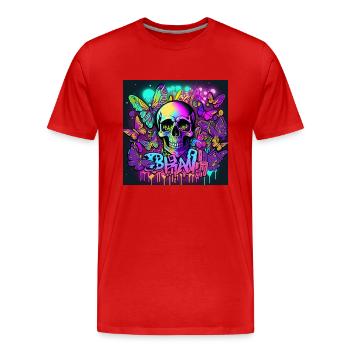 Crâne - T-shirt bio Premium Homme - rouge - Devant - Damien (186cm)