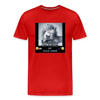 Aufgeben und aufwachen? Niemals - Silberfee - Männer Premium Bio T-Shirt - Rot - Vorne - Damien (186cm)