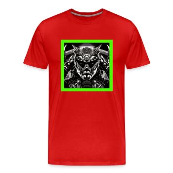 Digitales Monster - Männer Premium Bio T-Shirt - Rot - Vorne - Damien (186cm)
