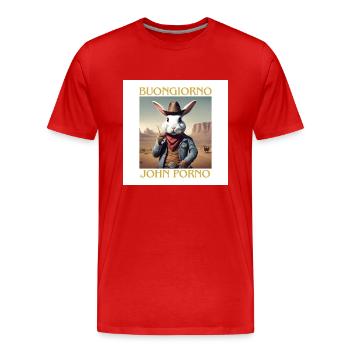 Buongiorno John Porno - Männer Premium Bio T-Shirt - Rot - Vorne - Damien (186cm)