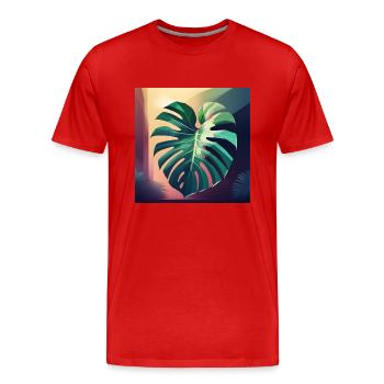 Monstera Leaf - Männer Premium Bio T-Shirt - Rot - Vorne - Damien (186cm)