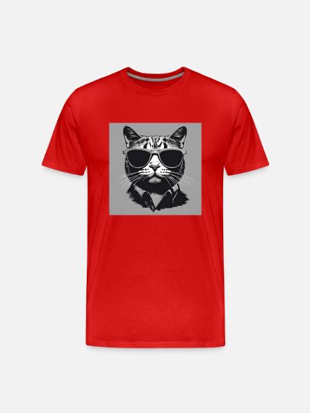 Cool Cat#2 - Männer Premium Bio T-Shirt - Rot