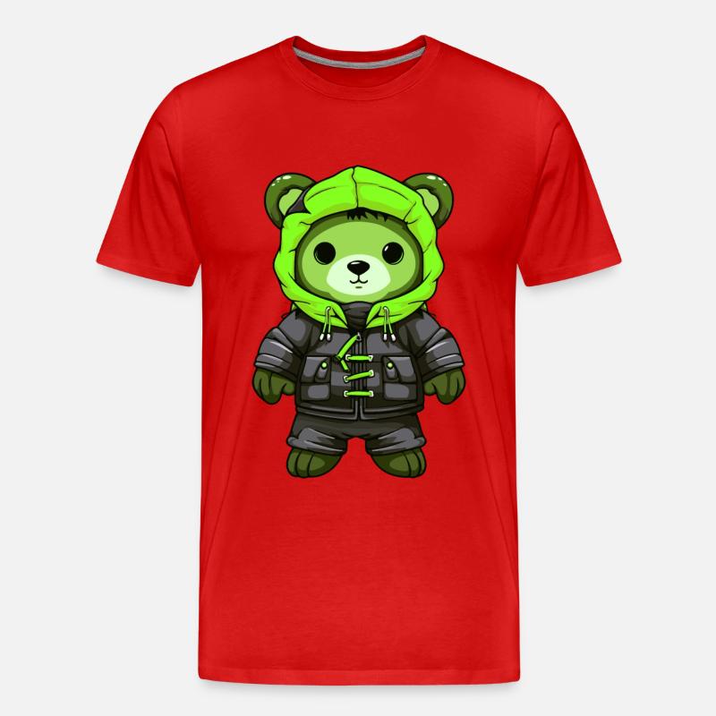 Bär Winter Comic - Männer Premium Bio T-Shirt - Rot