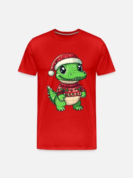Alligator Christmas Comic - Men's Premium Organic T-Shirt - red