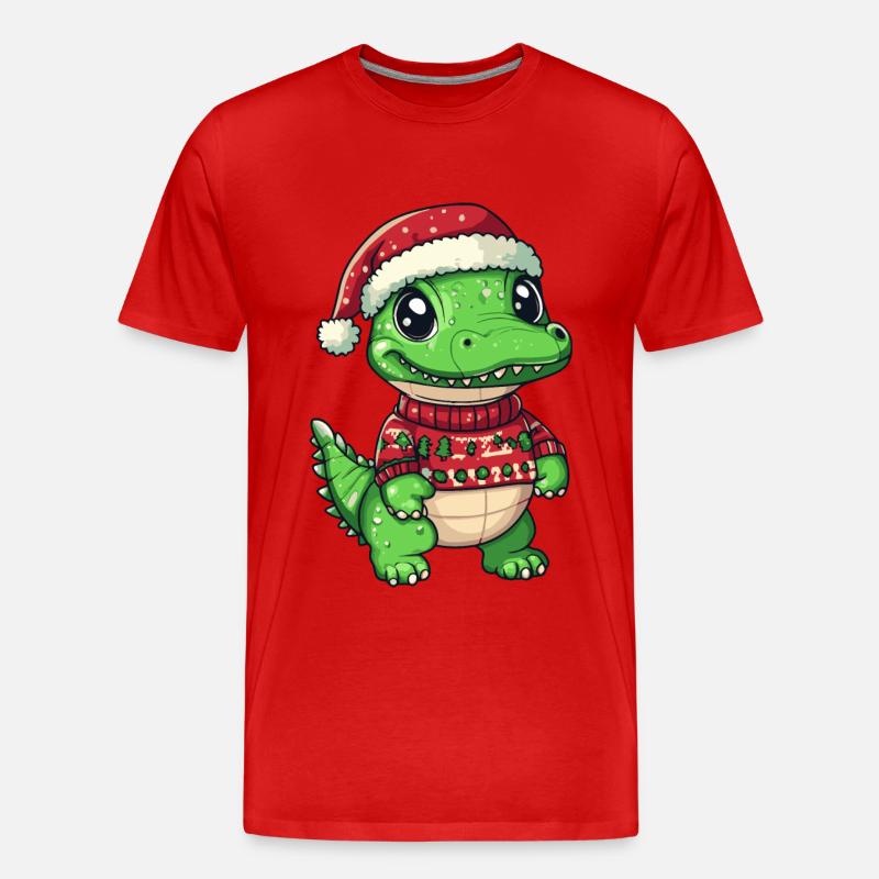 Alligator Weihnachten Comic - Männer Premium Bio T-Shirt - Rot