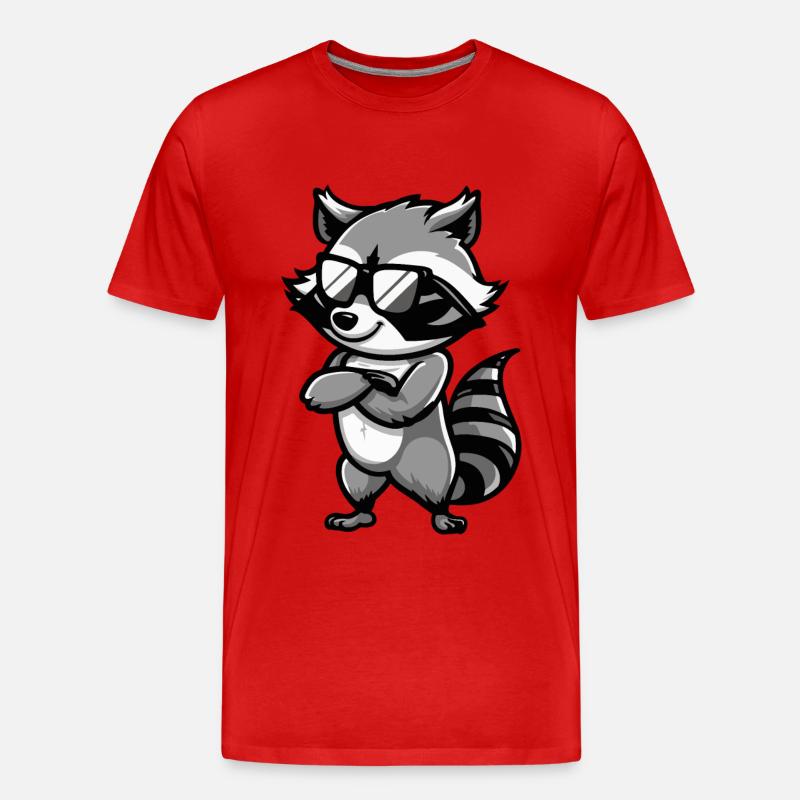 Waschbär Tier - Männer Premium Bio T-Shirt - Rot
