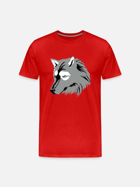 Wolf (3c) - Männer Premium Bio T-Shirt - Rot