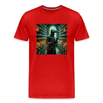 Médecin de la peste - T-shirt bio Premium Homme - rouge - Devant - Damien (186cm)