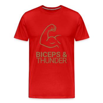 Biceps & Thunder - Men's Premium Organic T-Shirt - red - Front - Damien (186cm)