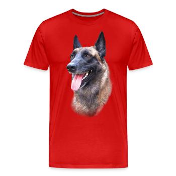 tête de chien malinois - T-shirt bio Premium Homme - rouge - Devant - Damien (186cm)
