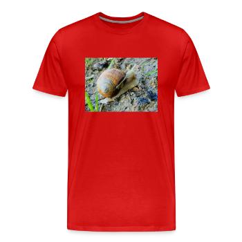 Lentement - T-shirt bio Premium Homme - rouge - Devant - Damien (186cm)