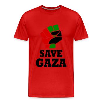 Save gaza - T-shirt bio Premium Homme - rouge - Devant - Damien (186cm)