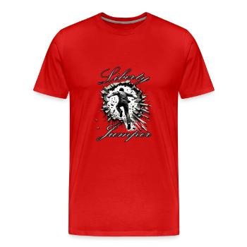 Leap into freedom - Men's Premium Organic T-Shirt - red - Front - Damien (186cm)