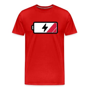 Akku low - Männer Premium Bio T-Shirt - Rot - Vorne - Damien (186cm)