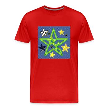 STARS - Boutique WoW - 2023 - T-shirt bio Premium Homme - rouge - Devant - Damien (186cm)