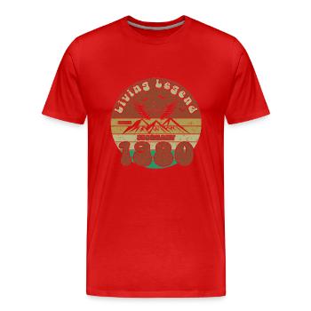 45th Birthday Living Legend since VIN 02/1980 - Men's Premium Organic T-Shirt - red - Front - Damien (186cm)