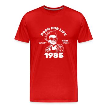 40. Anniversaire Pogo pour la vie depuis 06/1985 - T-shirt bio Premium Homme - rouge - Devant - Damien (186cm)