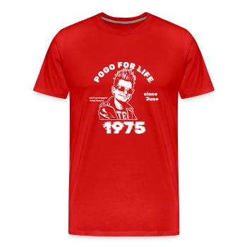 50. Anniversaire Pogo pour la vie depuis 06/1975 - T-shirt bio Premium Homme - rouge - Devant - Damien (186cm)