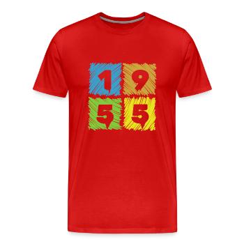 70th Birthday Andy's Patches 1955 - Men's Premium Organic T-Shirt - red - Front - Damien (186cm)