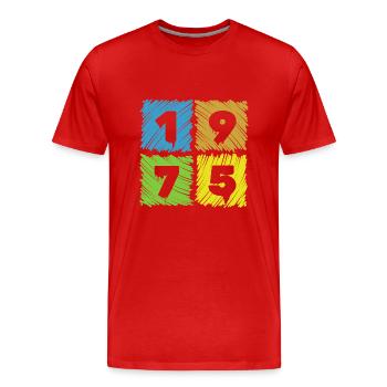 50th Birthday Andy's Patches 1975 - Men's Premium Organic T-Shirt - red - Front - Damien (186cm)