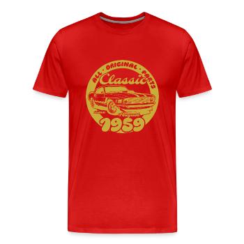 66th Birthday - Classic Musclecar 08/1959 - Men's Premium Organic T-Shirt - red - Front - Damien (186cm)