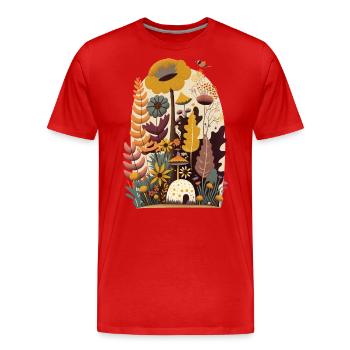 Flower Meadow Jardin Fleurs Plantes Flore Automne - T-shirt bio Premium Homme - rouge - Devant - Damien (186cm)