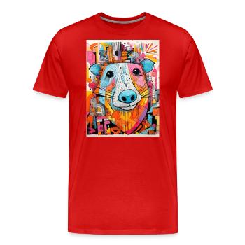 [MB] Good Mood Bear - Men's Premium Organic T-Shirt - red - Front - Damien (186cm)