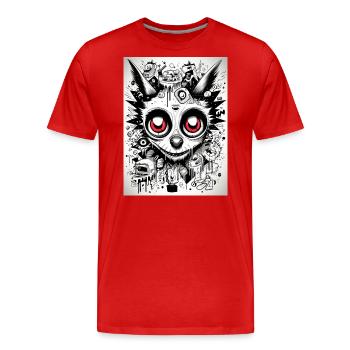[] Mystic Embers : les yeux rouges de l’inconnu - T-shirt bio Premium Homme - rouge - Devant - Damien (186cm)