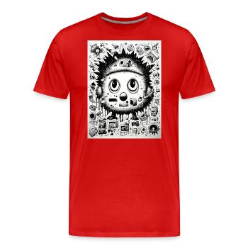 [] Monstre câlin de la technologie - T-shirt bio Premium Homme - rouge - Devant - Damien (186cm)