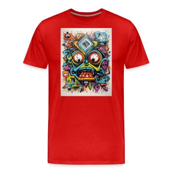 [] Screaming Monster : Émeute de couleurs - T-shirt bio Premium Homme - rouge - Devant - Damien (186cm)