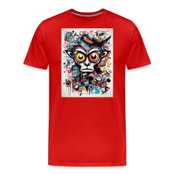 [] Regard malicieux coloré - T-shirt bio Premium Homme - rouge - Devant - Damien (186cm)