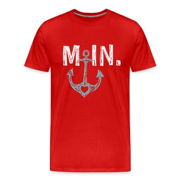 Moin Anker Seefahrt Design Geschenkidee - Männer Premium Bio T-Shirt - Rot - Vorne - Damien (186cm)