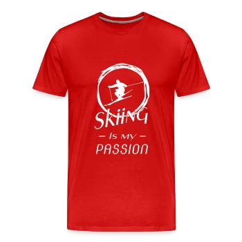 Skiing - Ski fahren - Pistensau - Skidesign - Männer Premium Bio T-Shirt - Rot - Vorne - Damien (186cm)