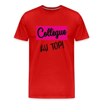 COLLEGUE - T-shirt bio Premium Homme - rouge - Devant - Damien (186cm)