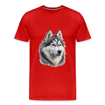 Husky - Männer Premium Bio T-Shirt - Rot - Vorne - Damien (186cm)