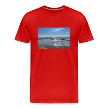 Wellen - Männer Premium Bio T-Shirt - Rot - Vorne - Damien (186cm)