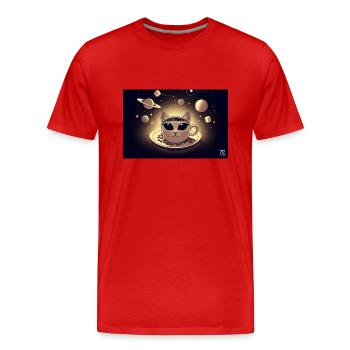 Café Space Cat - T-shirt bio Premium Homme - rouge - Devant - Damien (186cm)
