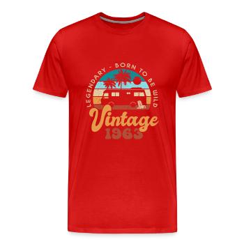 60 Ans anniversaire 60 ans né en 1963 - T-shirt bio Premium Homme - rouge - Devant - Damien (186cm)