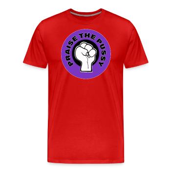 praise the pu§§y violet - Men's Premium Organic T-Shirt - red - Front - Damien (186cm)
