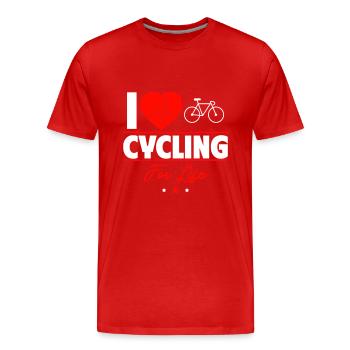 I love cycling forever – cyclist style! - Men's Premium Organic T-Shirt - red - Front - Damien (186cm)
