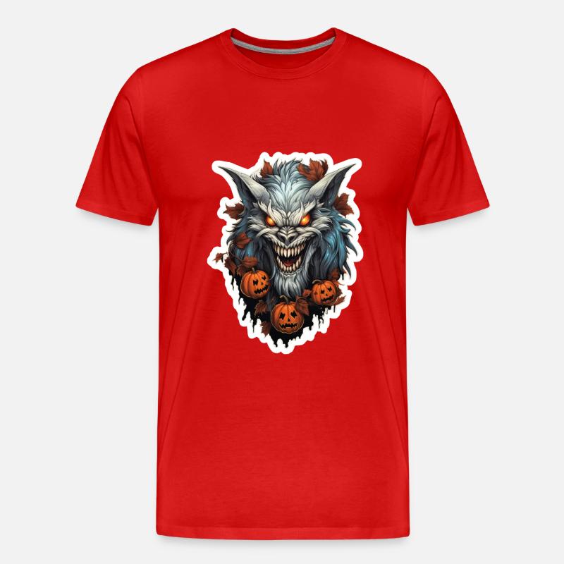 Werwolf Halloween - Männer Premium Bio T-Shirt - Rot
