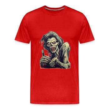Halloween Zombie - Männer Premium Bio T-Shirt - Rot - Vorne - Damien (186cm)