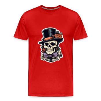 Totenschädel Halloween - Männer Premium Bio T-Shirt - Rot - Vorne - Damien (186cm)