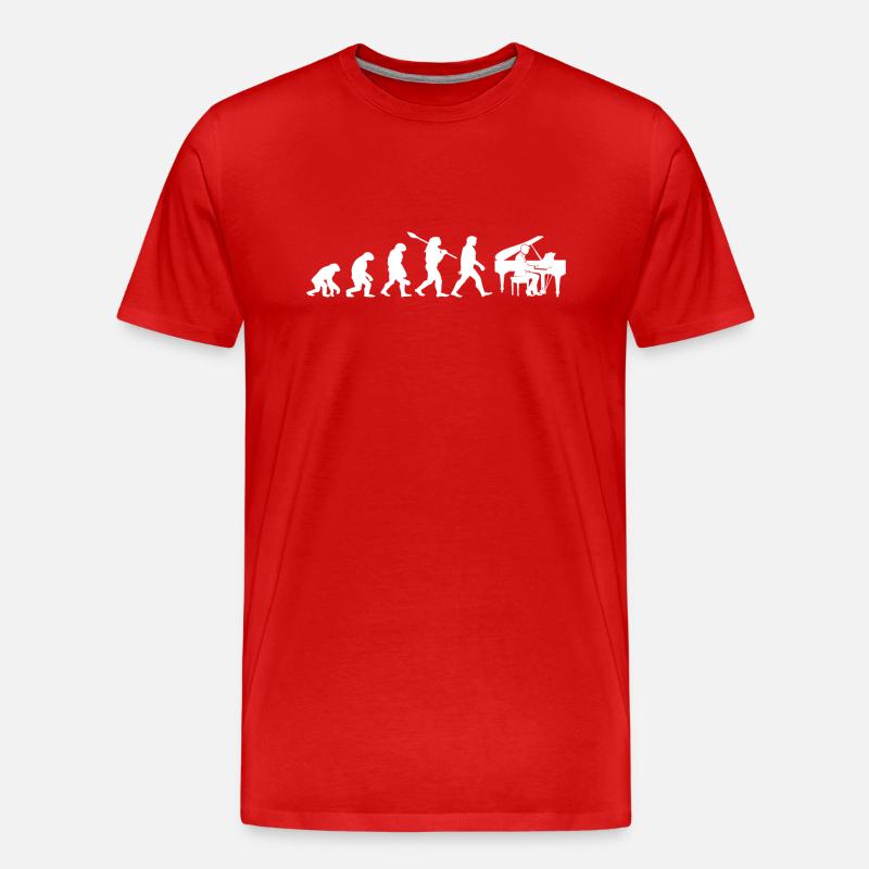 Evolution Pianist - Männer Premium Bio T-Shirt - Rot