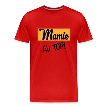 MAMIE - T-shirt bio Premium Homme - rouge - Devant - Damien (186cm)